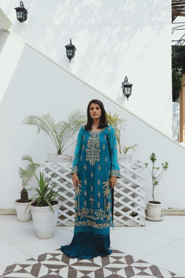 Teal Majesty Handworked Maxi - Image 2