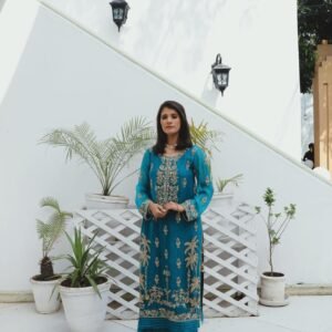 Teal Majesty Handworked Maxi