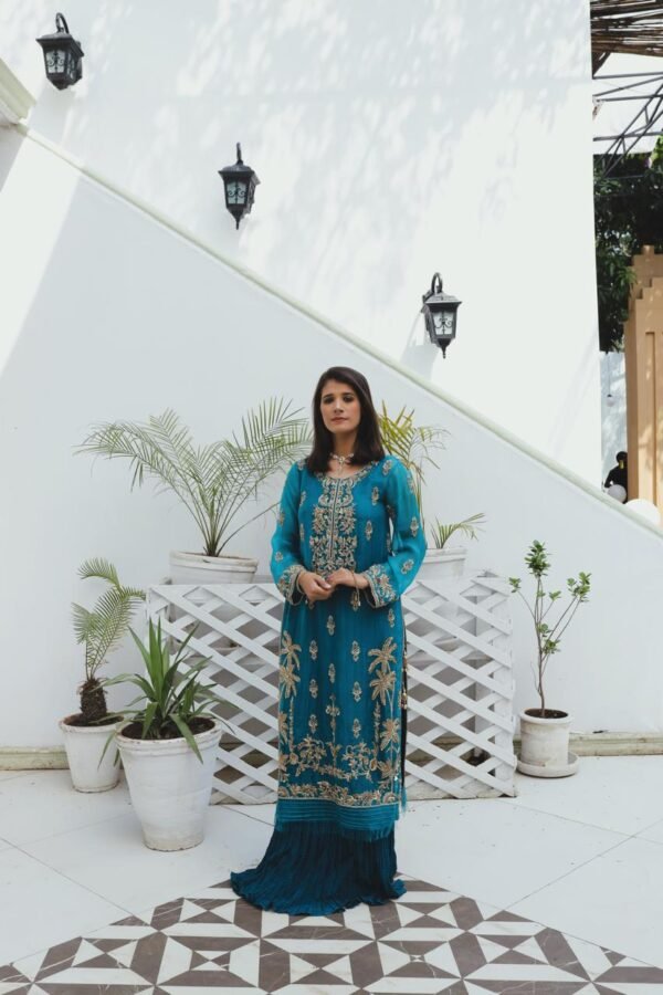 Teal Majesty Handworked Maxi