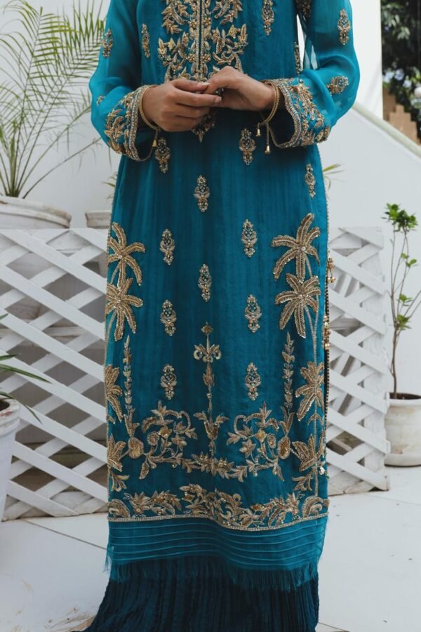 Teal Majesty Handworked Maxi - Image 4