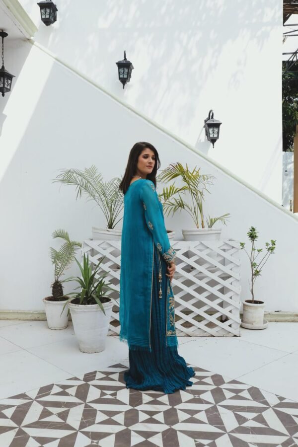 Teal Majesty Handworked Maxi - Image 5