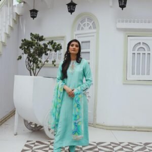 Moonlit Mint-Korean Raw Silk dress