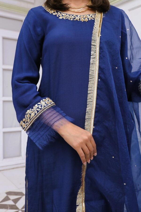 Blue Charm-Raw silk fabric - Image 4