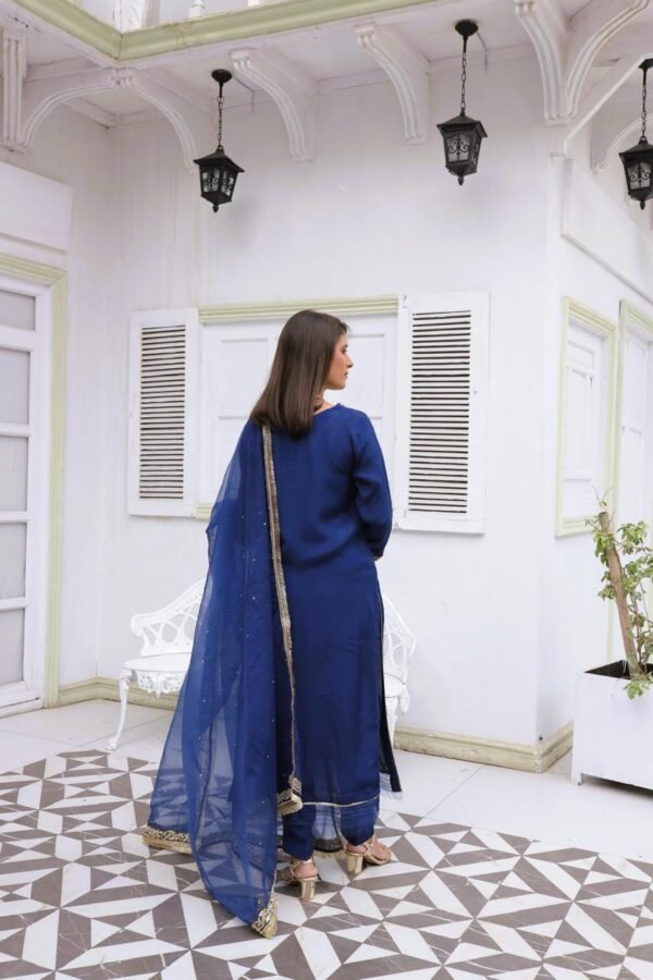 Blue Charm-Raw silk fabric - Image 2