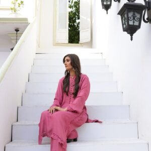 Rose Glow-Raw silk Fabric