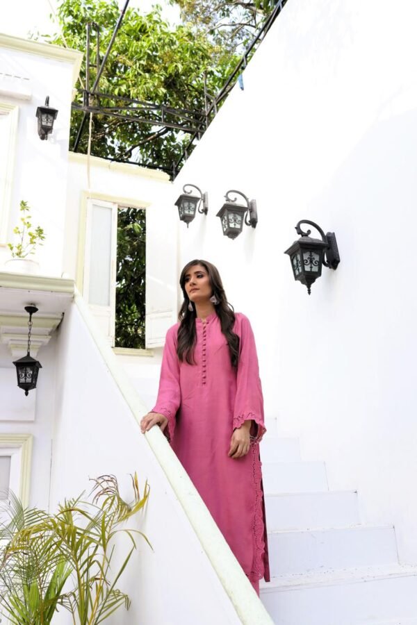 Rose Glow-Raw silk Fabric - Image 2