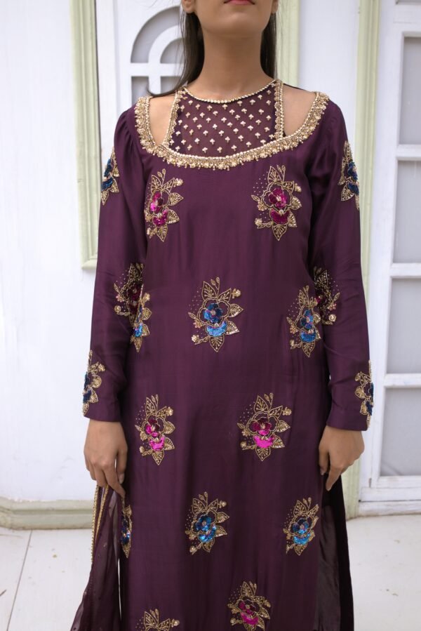 Mahveen-Purple Stone Sequence Work - Image 2