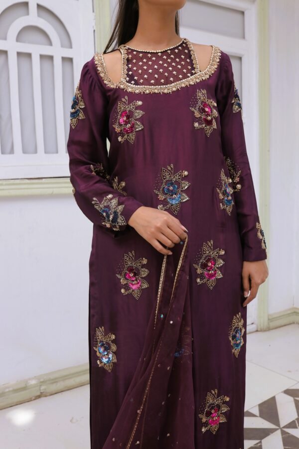 Mahveen-Purple Stone Sequence Work - Image 5
